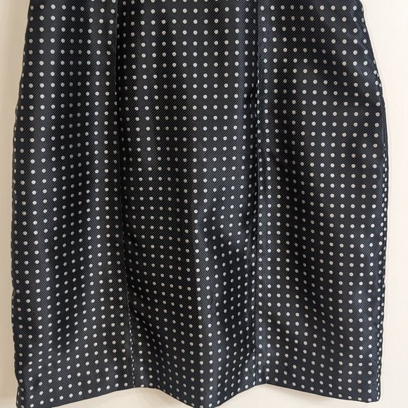 Max and Cleo Sleeveless Dress Sheath Polka Dot Ruffle Empire Waist Black Sz 4 - Picture 5 of 12